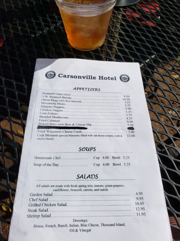 Carsonville Hotel Menu 4