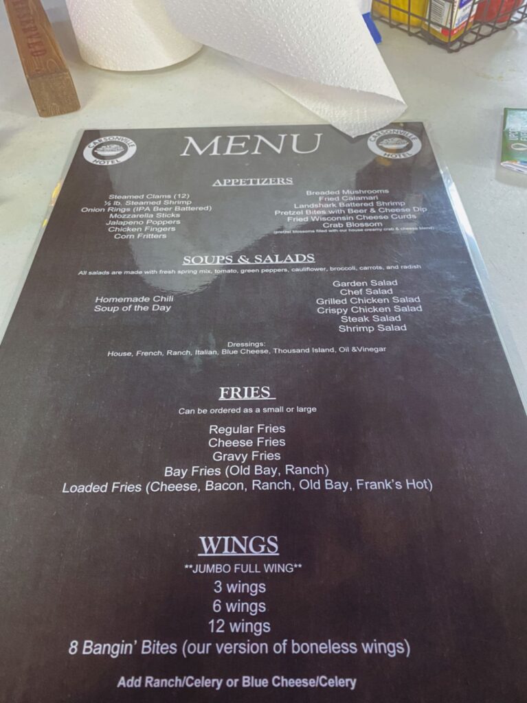 Carsonville Hotel Menu 6