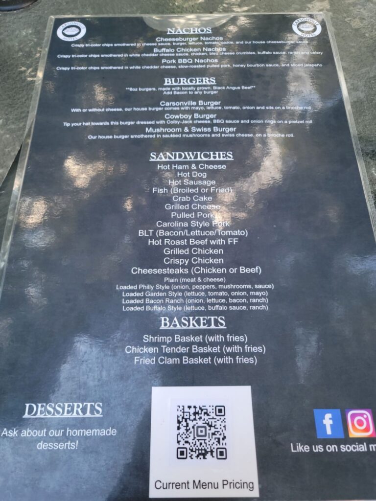 Carsonville Hotel Menu 7
